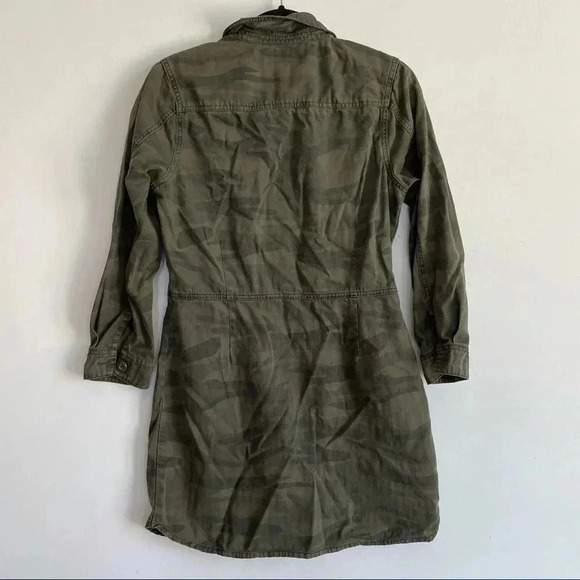 Lucky Brand Camo Military Shirt Dress Olive Green Long Sleeve Button Down S - Picture 2 of 8
